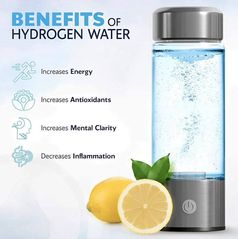 Hydrogen water bottle promoting detox and better hydration, Hydrogen-rich water bottle boosting energy and wellness